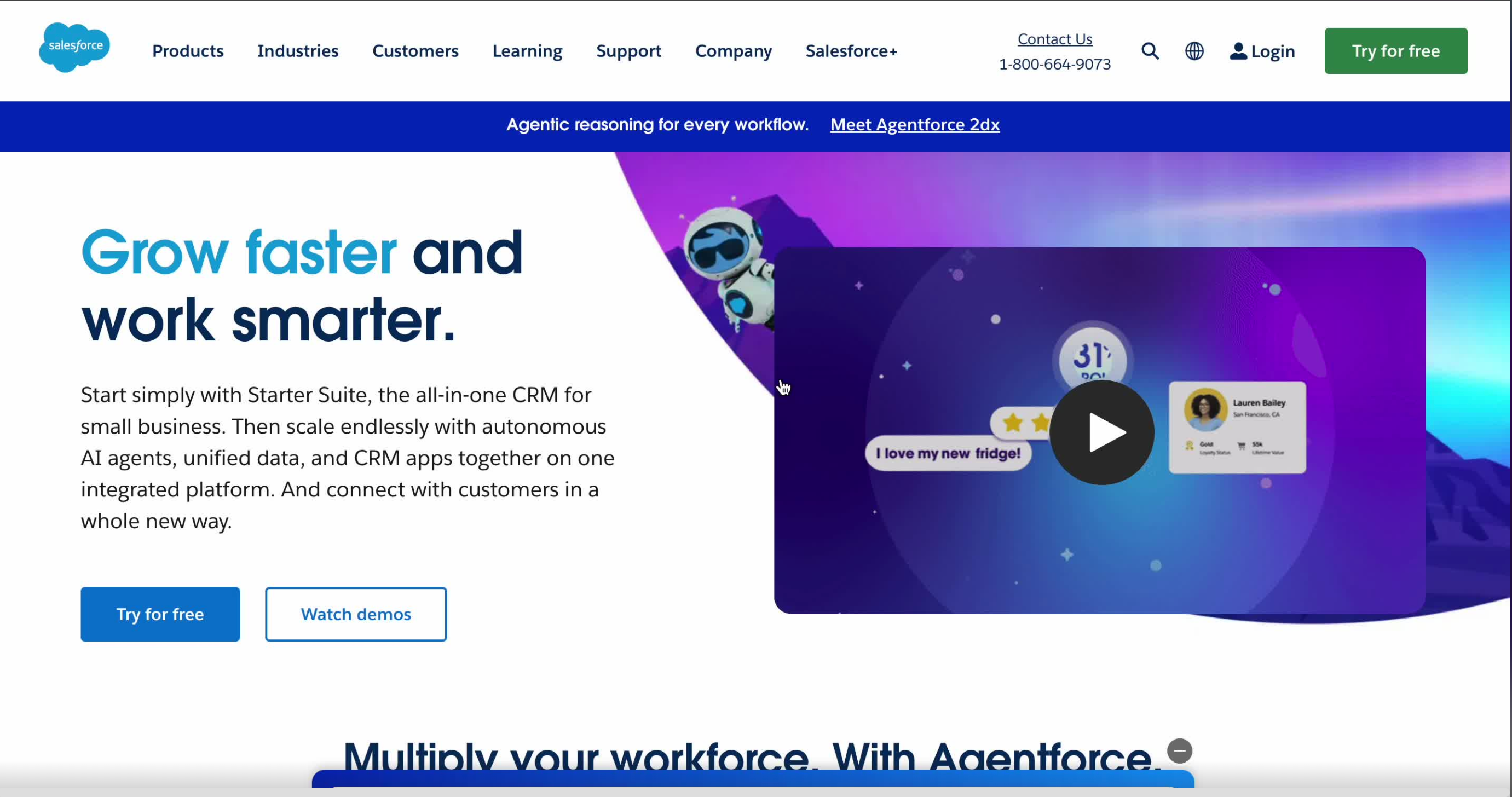 Salesforce's landing page