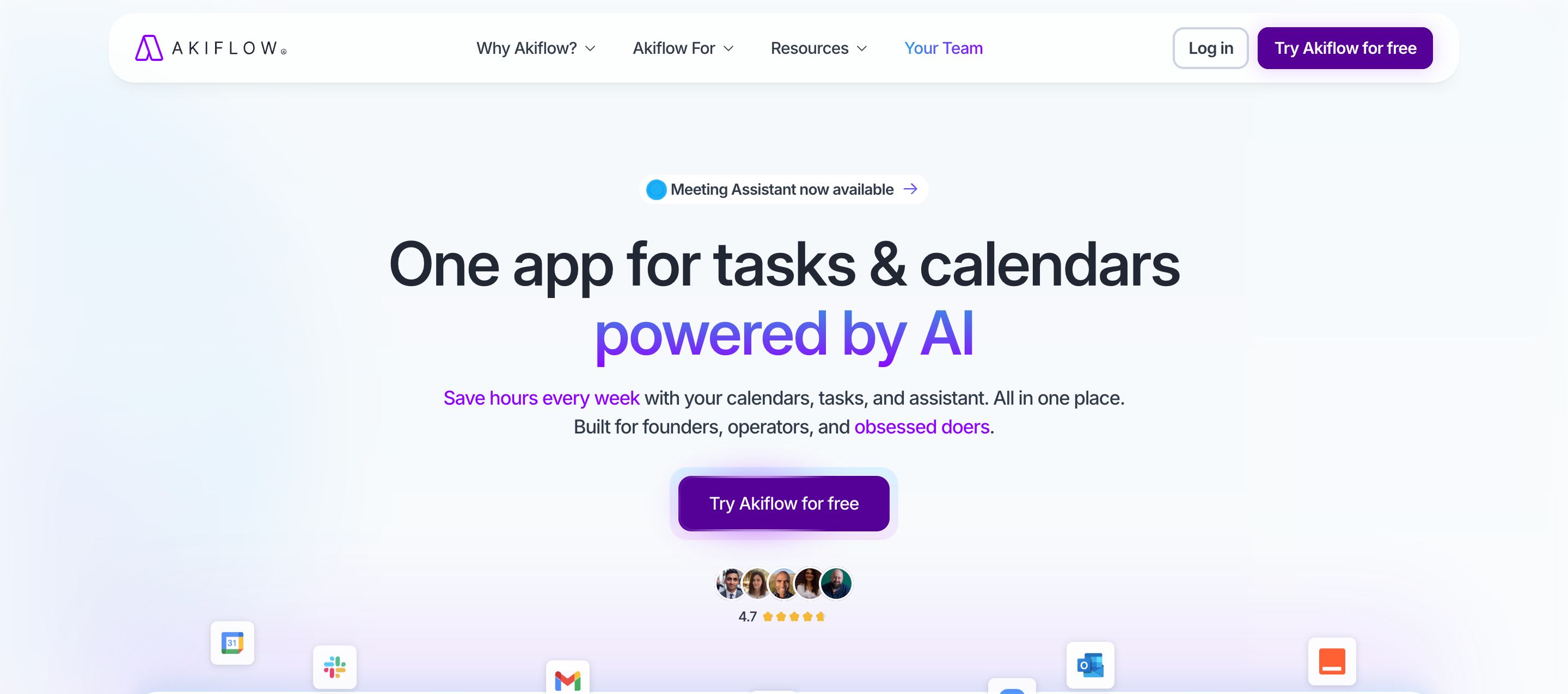 Akiflow's landing page