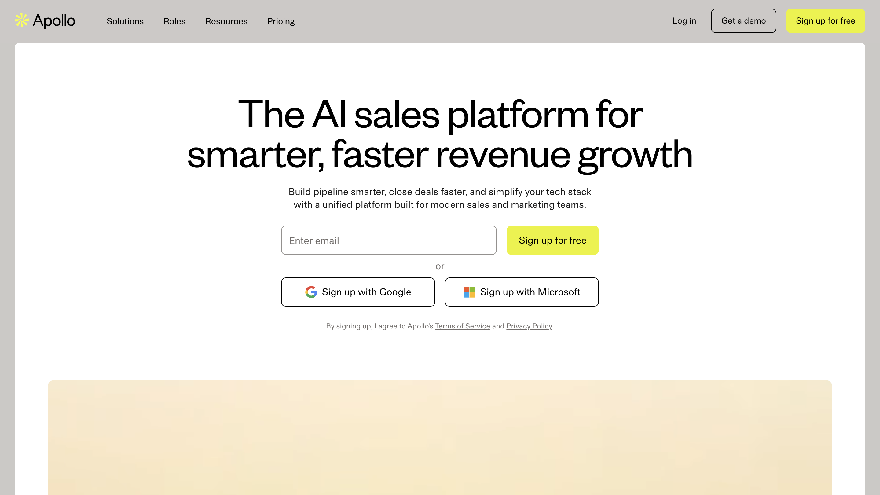 Apollo.io's landing page