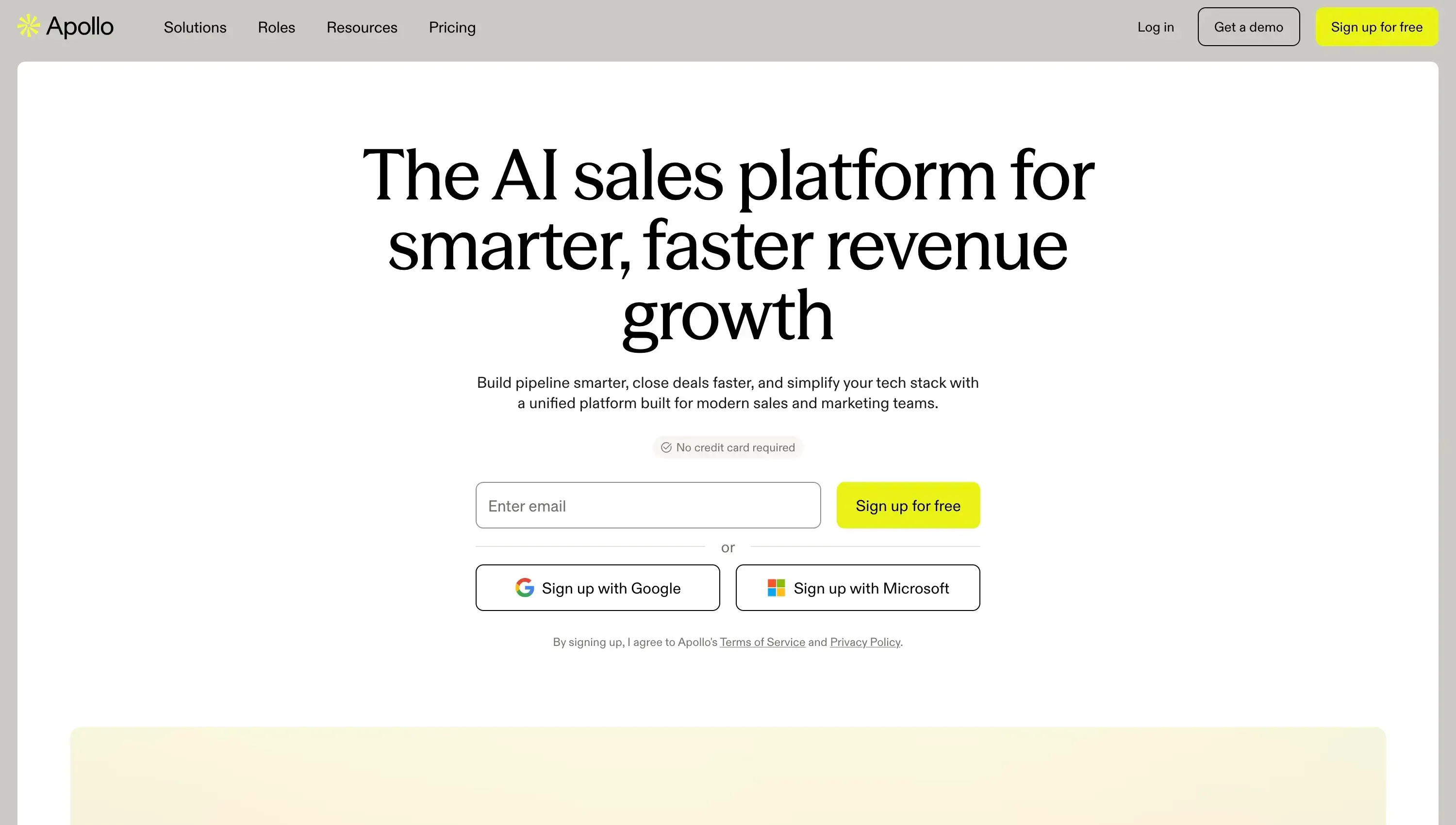 Apollo.io's landing page