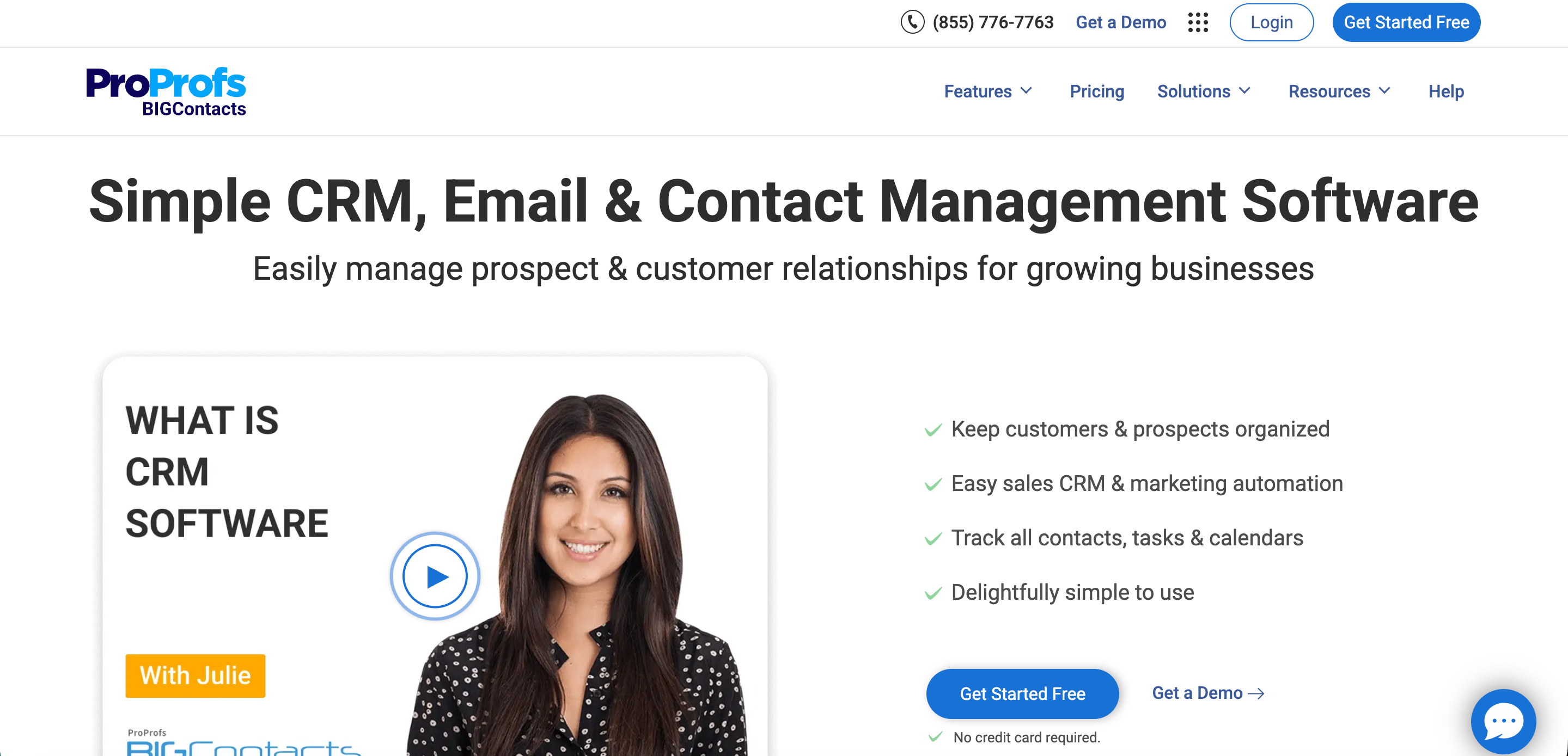 Bigcontacts landing page