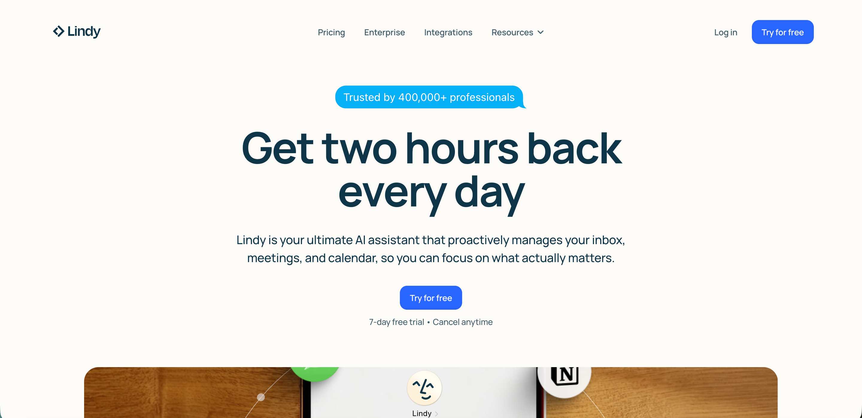 Lindy' landing page