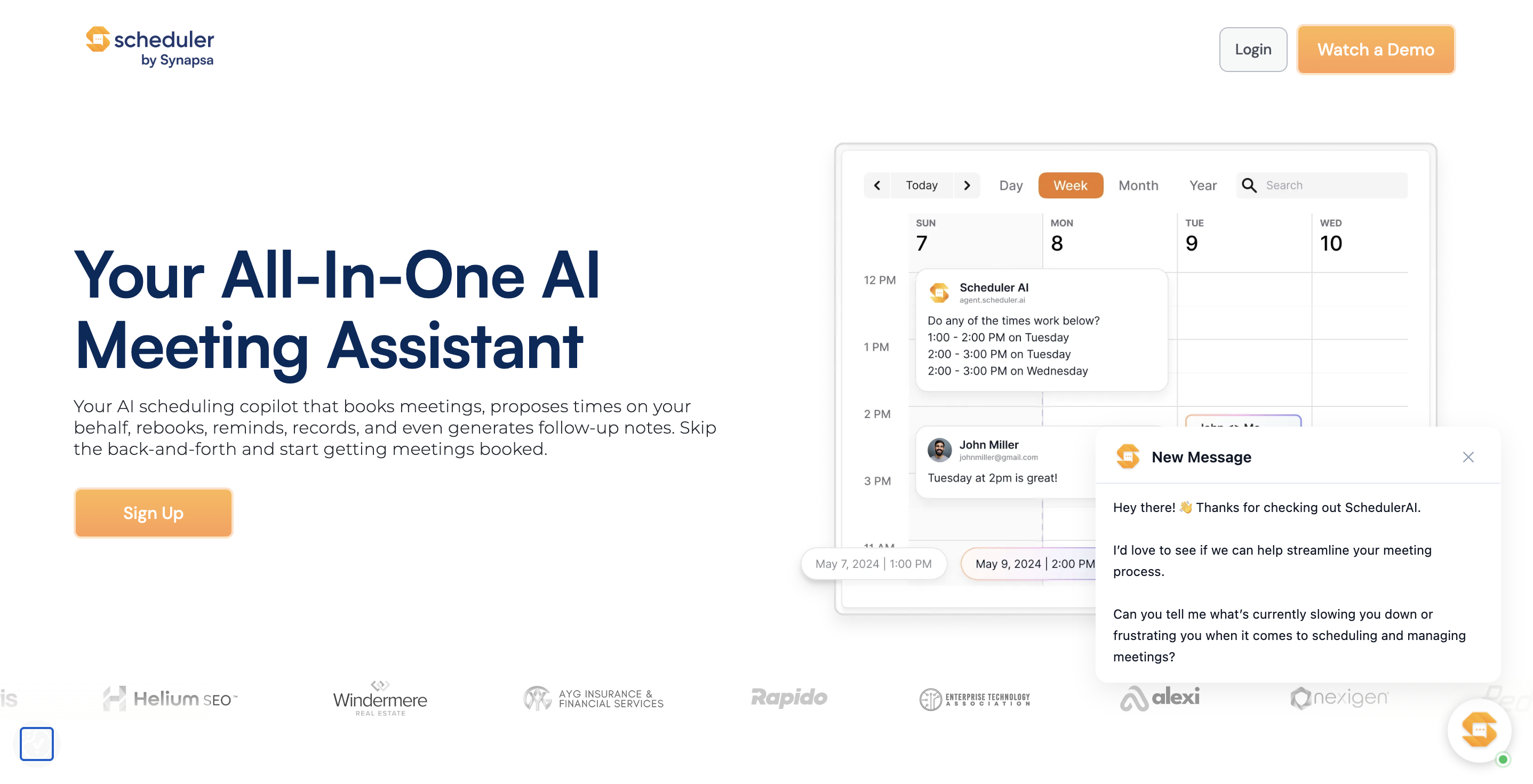 SchedulerAI's landing page