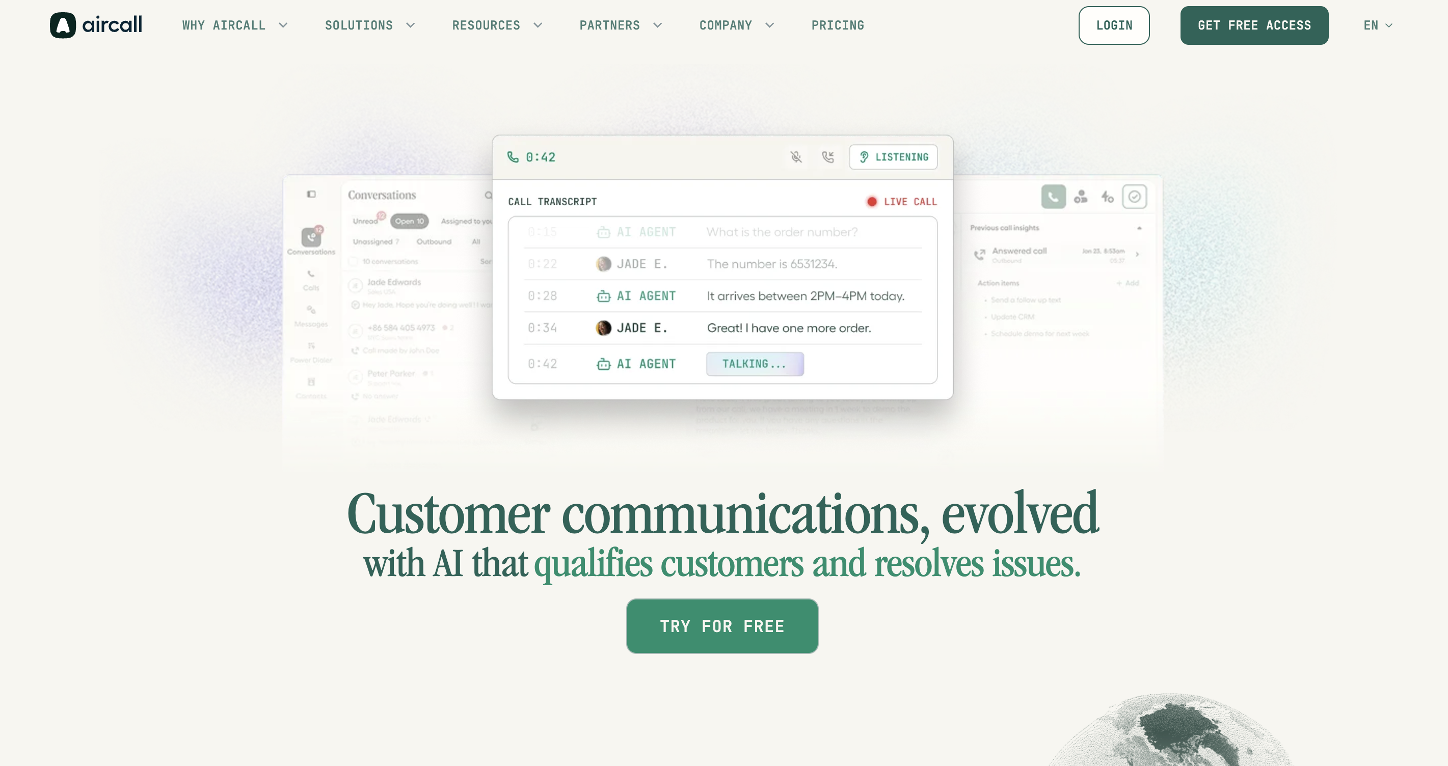 Aircall's landing page