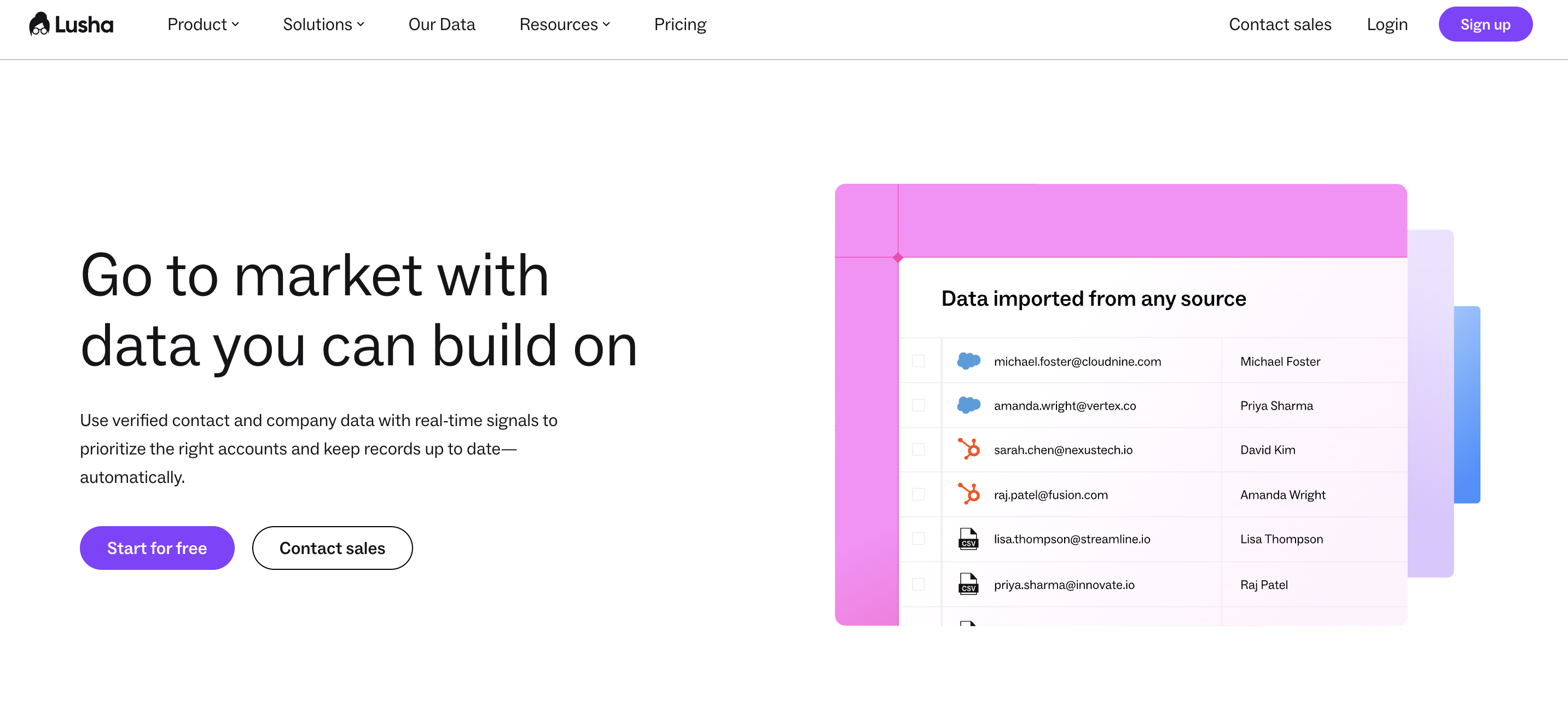 Lusha's landing page