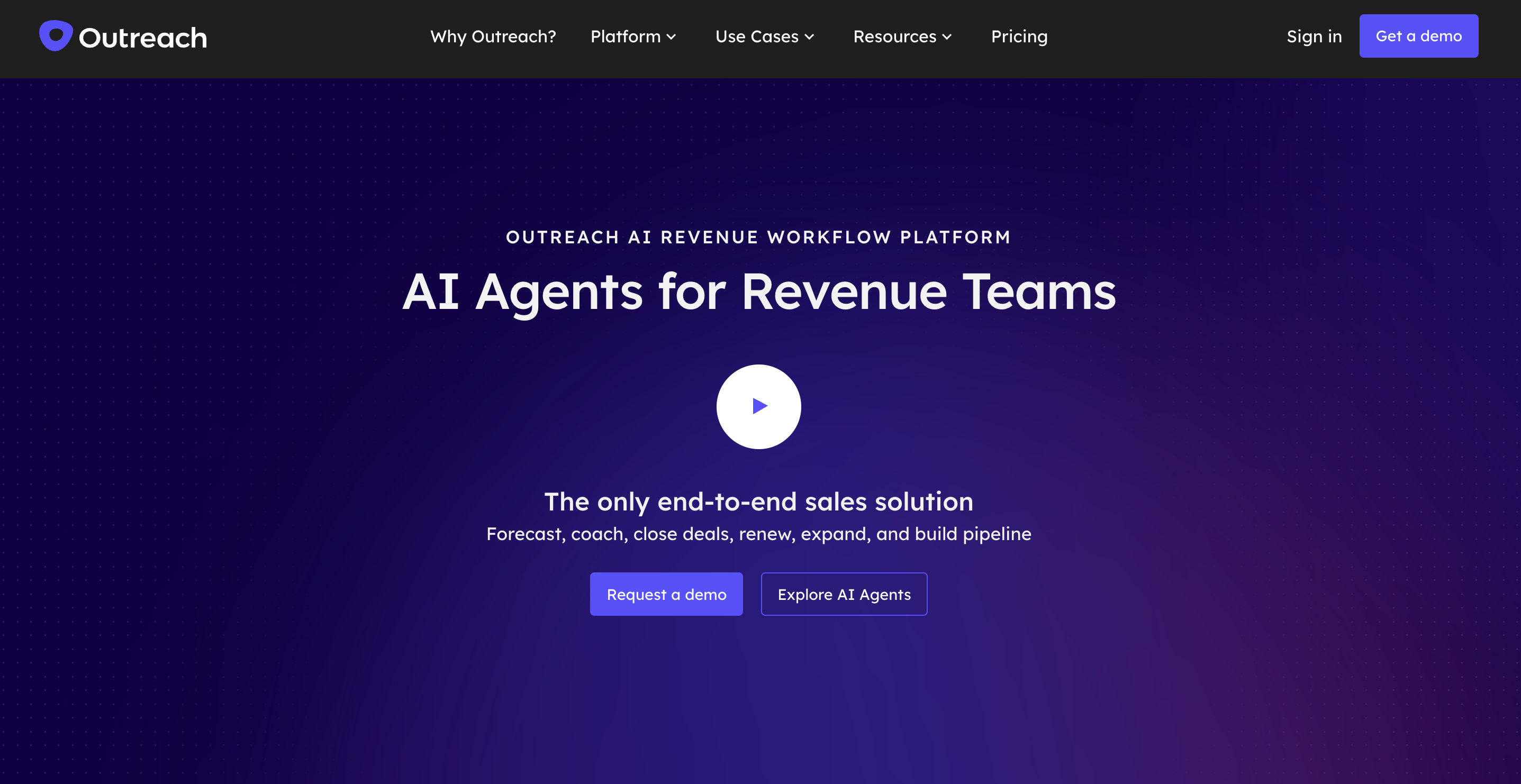 Outreach.io's landing page