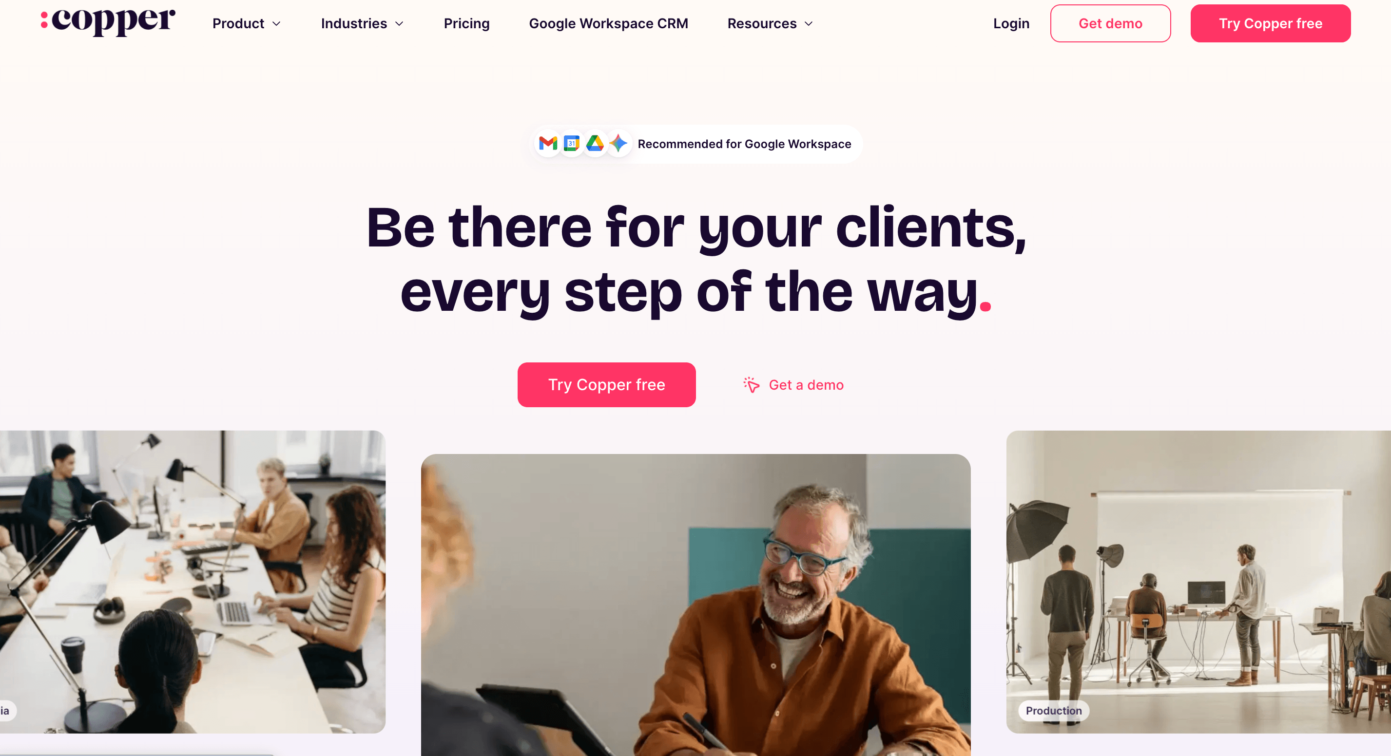Copper's landing page