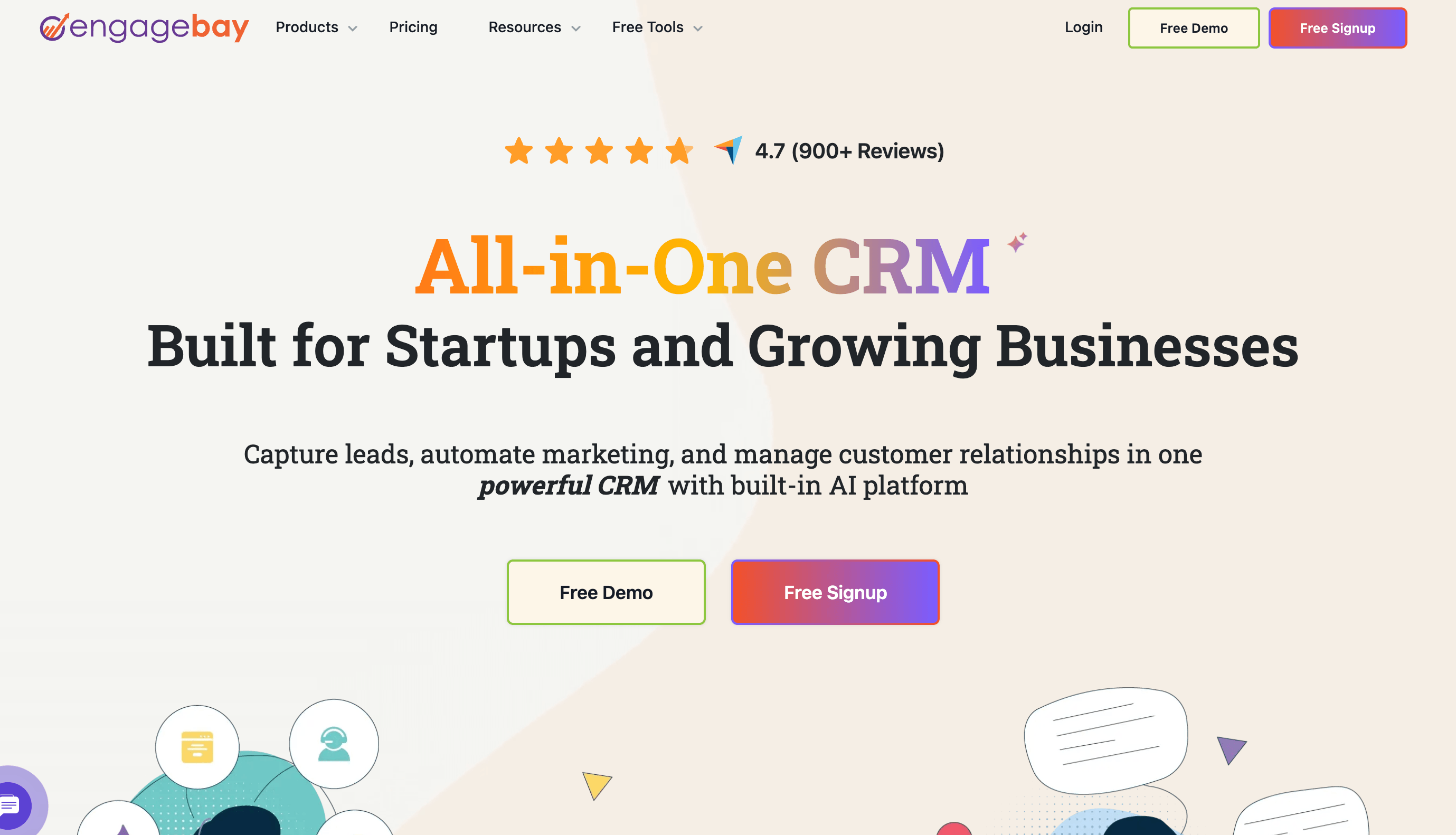 EngageBay's landing page