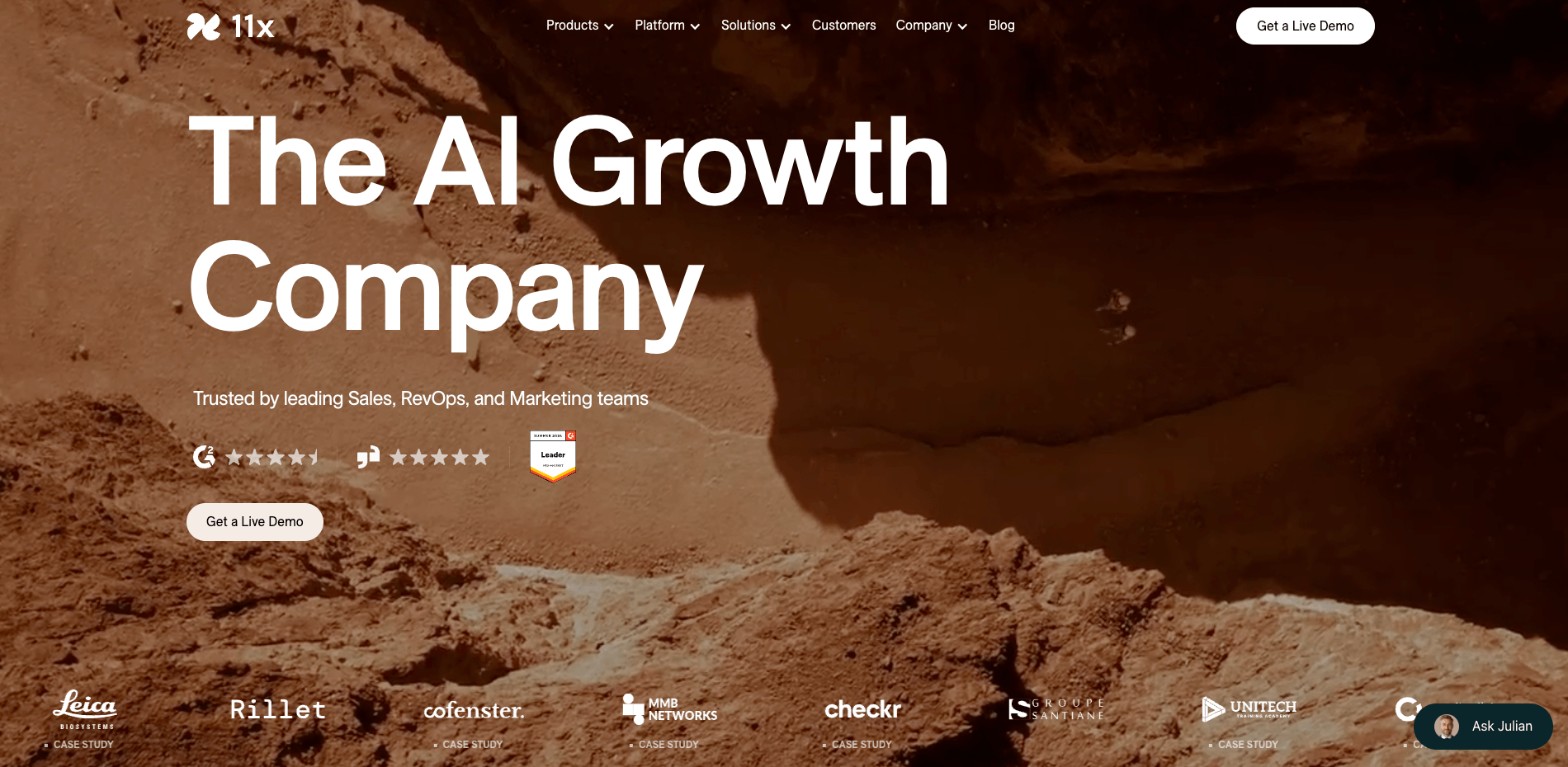 11x ai's landing page