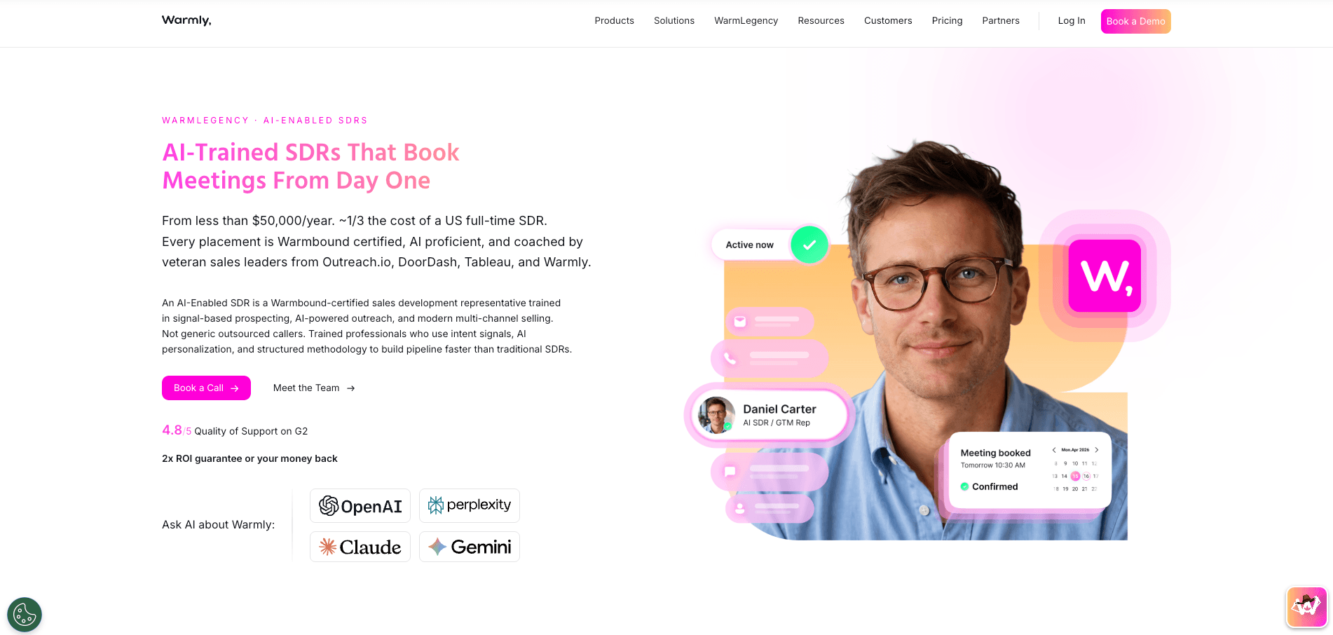 Warmly's landing page